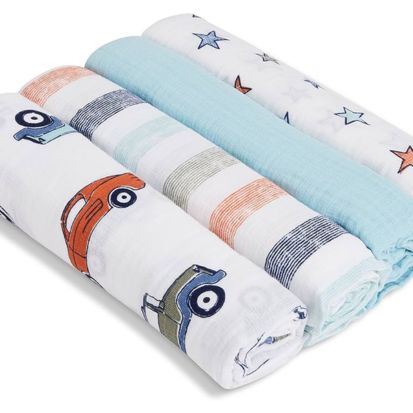 Aden Classic Swaddle Baby Blanket, 100% Cotton