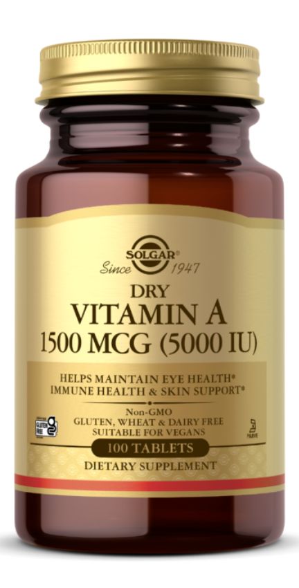 Dry Vitamin A 1500 mcg (5000 IU) Tablets - 100 Count