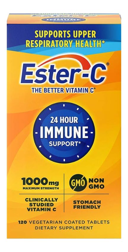 Ester-C Vitamin C 1000 mg Coated Tablets, 120 Count, Immune System Booster