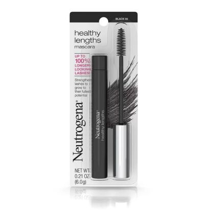 Neutrogena Healthy Lengths Mascara for Stronger, Longer Lashes, Clump-, Smudge- and Flake-Free Mascara with Olive Oil, Vitamin E and Rice Protein, Black 02,.21 oz