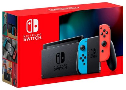 Nintendo Switch with Neon Blue and Neon Red Joy‑Con