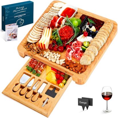 iBambooMart Cheese Boar With Cutlery Set